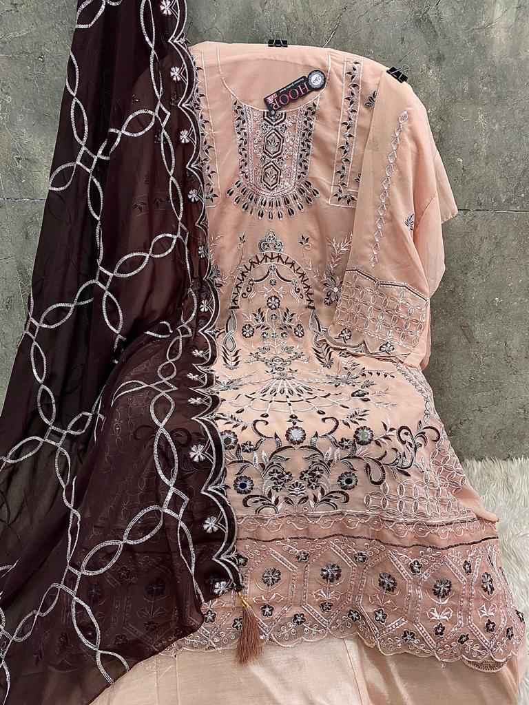 Hoor Tex H 151 Fox Georgette Dress Material 4 pcs Catalogue