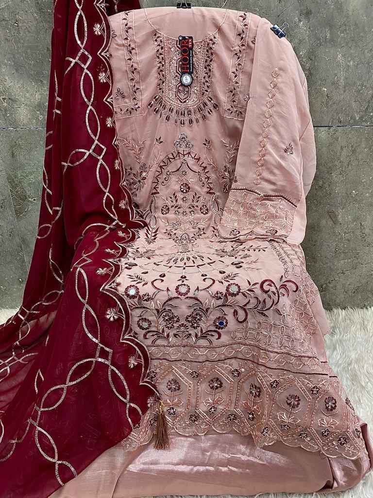 Hoor Tex H 151 Fox Georgette Dress Material 4 pcs Catalogue