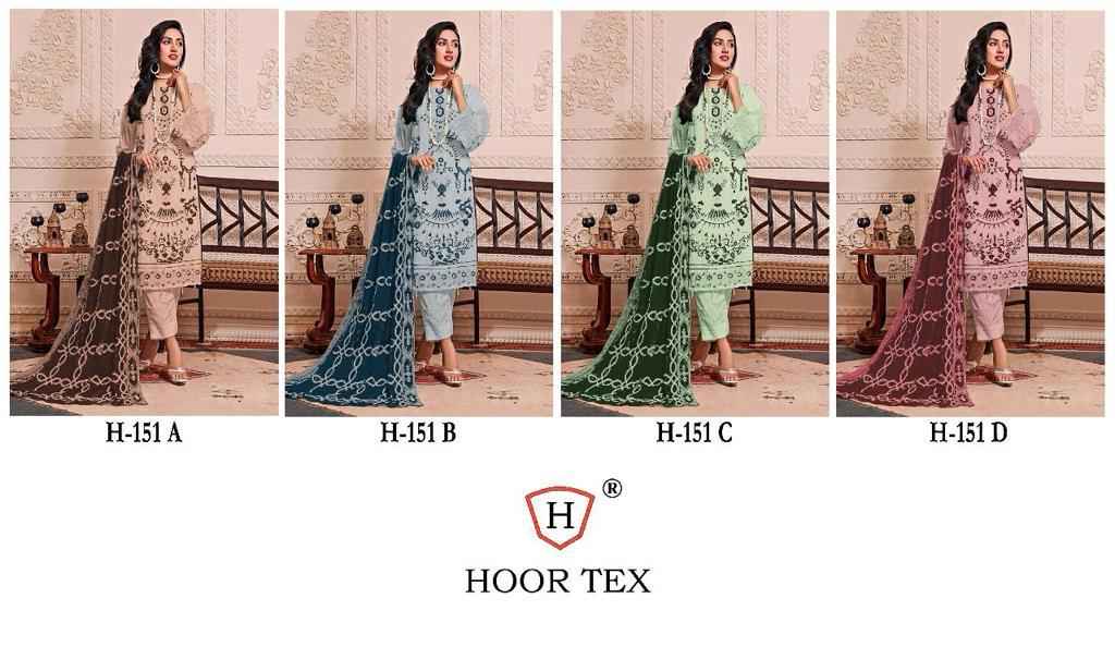 Hoor Tex H 151 Fox Georgette Dress Material 4 pcs Catalogue