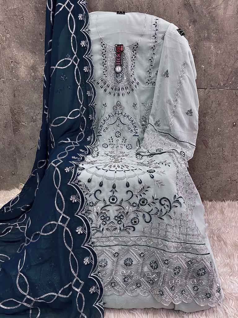 Hoor Tex H 151 Fox Georgette Dress Material 4 pcs Catalogue