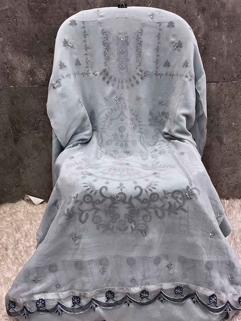 Hoor Tex H 151 Fox Georgette Dress Material 4 pcs Catalogue