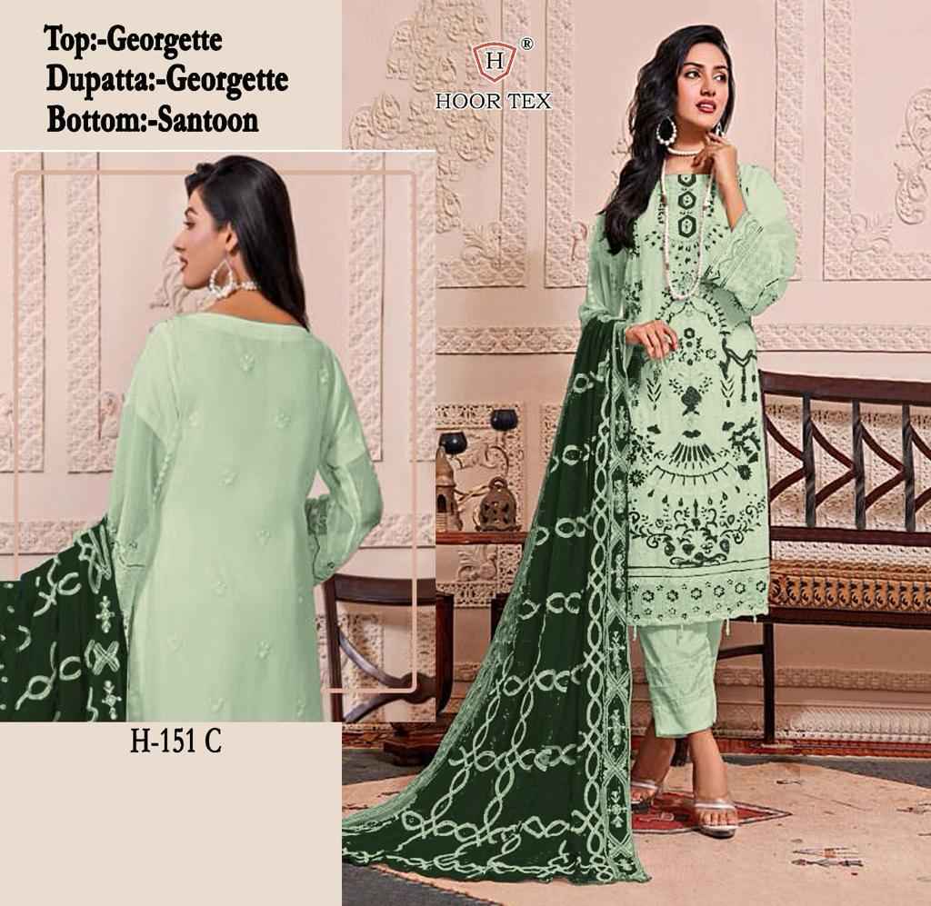 Hoor Tex H 151 Fox Georgette Dress Material 4 pcs Catalogue