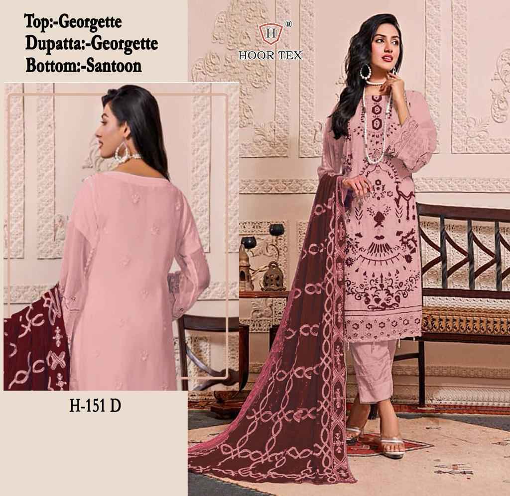 Hoor Tex H 151 Fox Georgette Dress Material 4 pcs Catalogue