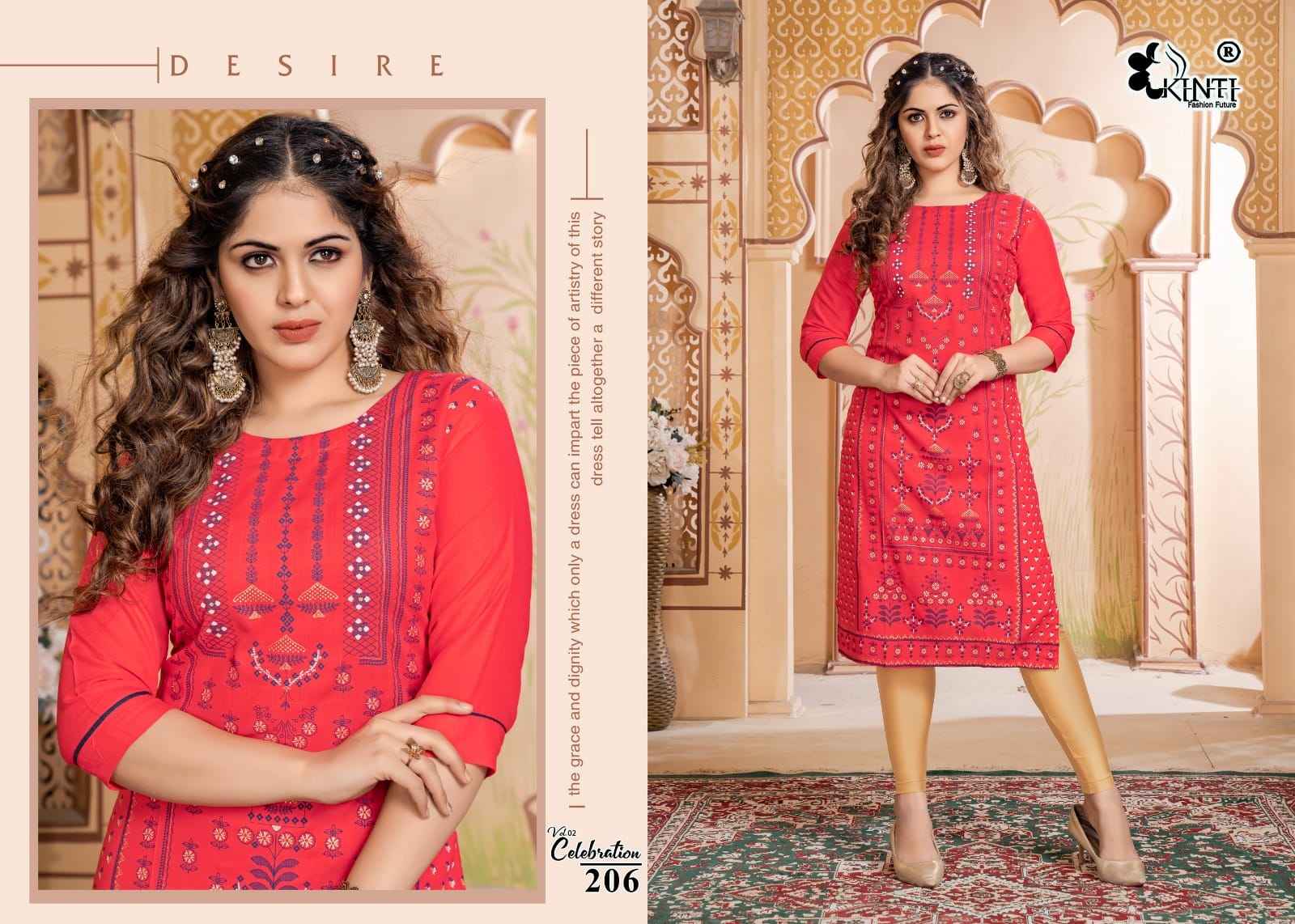 Kinti Celebration Vol 2 Rayon Kurti 8 pcs Catalogue