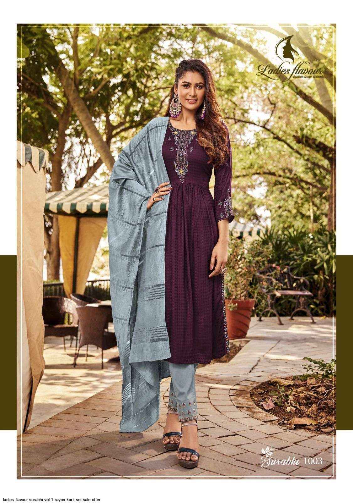 Ladies Flavour Surabhi Vol 1 Rayon Kurti Combo 4 pcs Catalogue