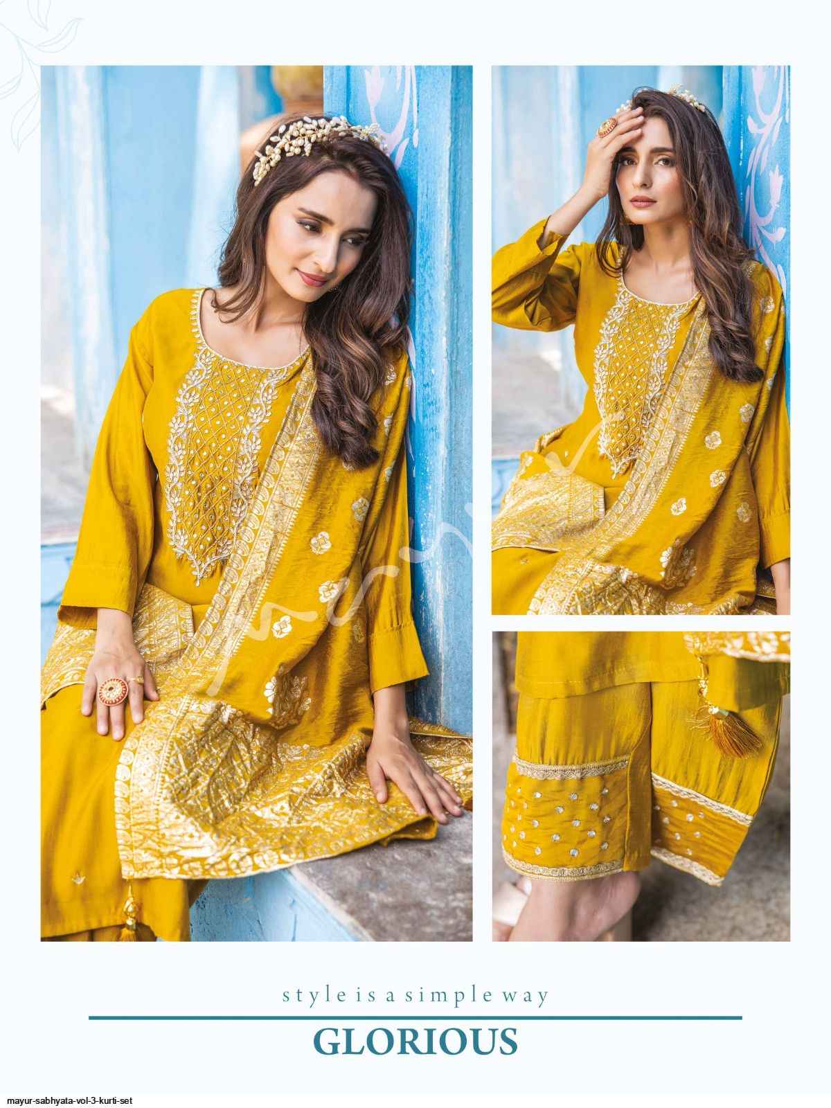 Mayur Creation Sabhyata Vol 3 Viscouse Roman Silk Kurti Combo Online Kurti Wholesaler