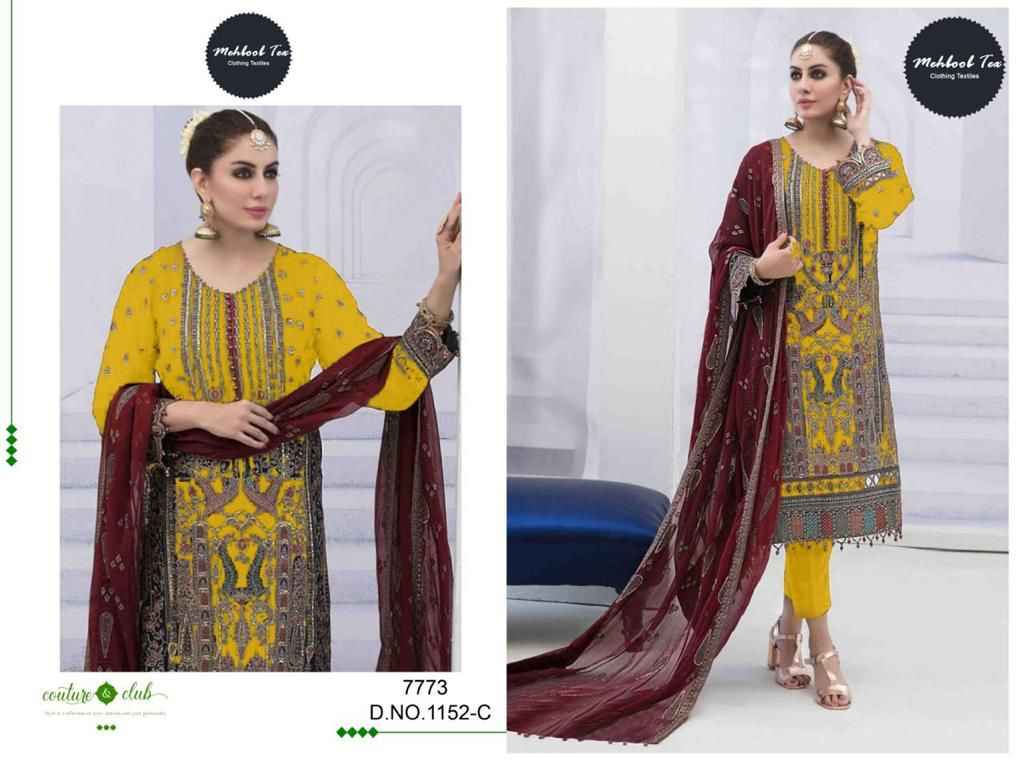 Mehboob Tex D NO 1152 Georgette Dress Material 4 pcs Catalogue