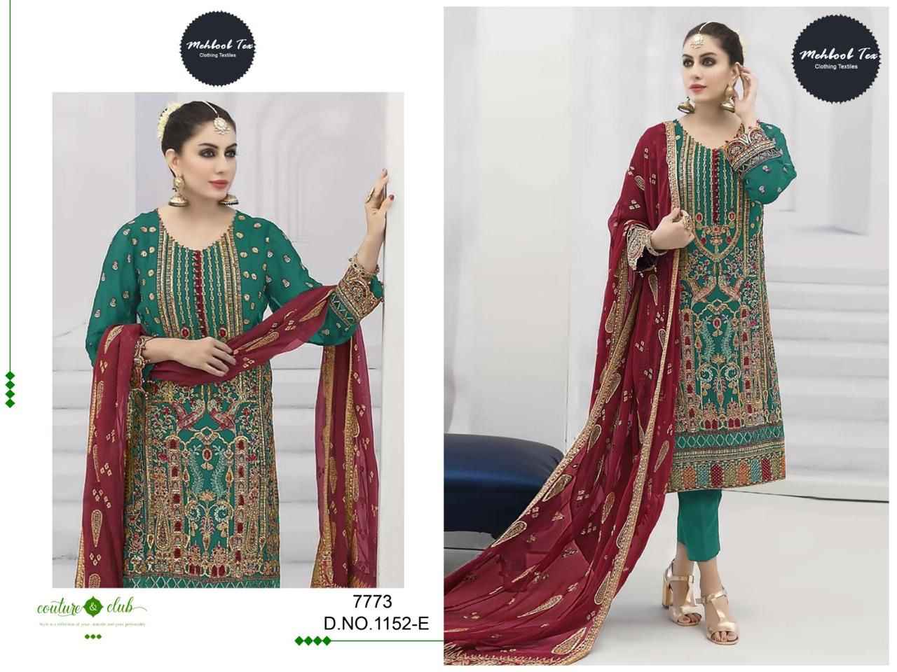 Mehboob Tex D NO 1152 Georgette Dress Material 4 pcs Catalogue