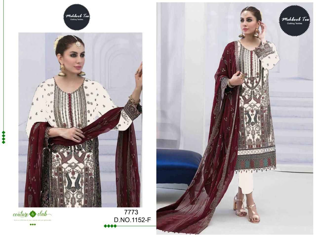 Mehboob Tex D NO 1152 Georgette Dress Material 4 pcs Catalogue