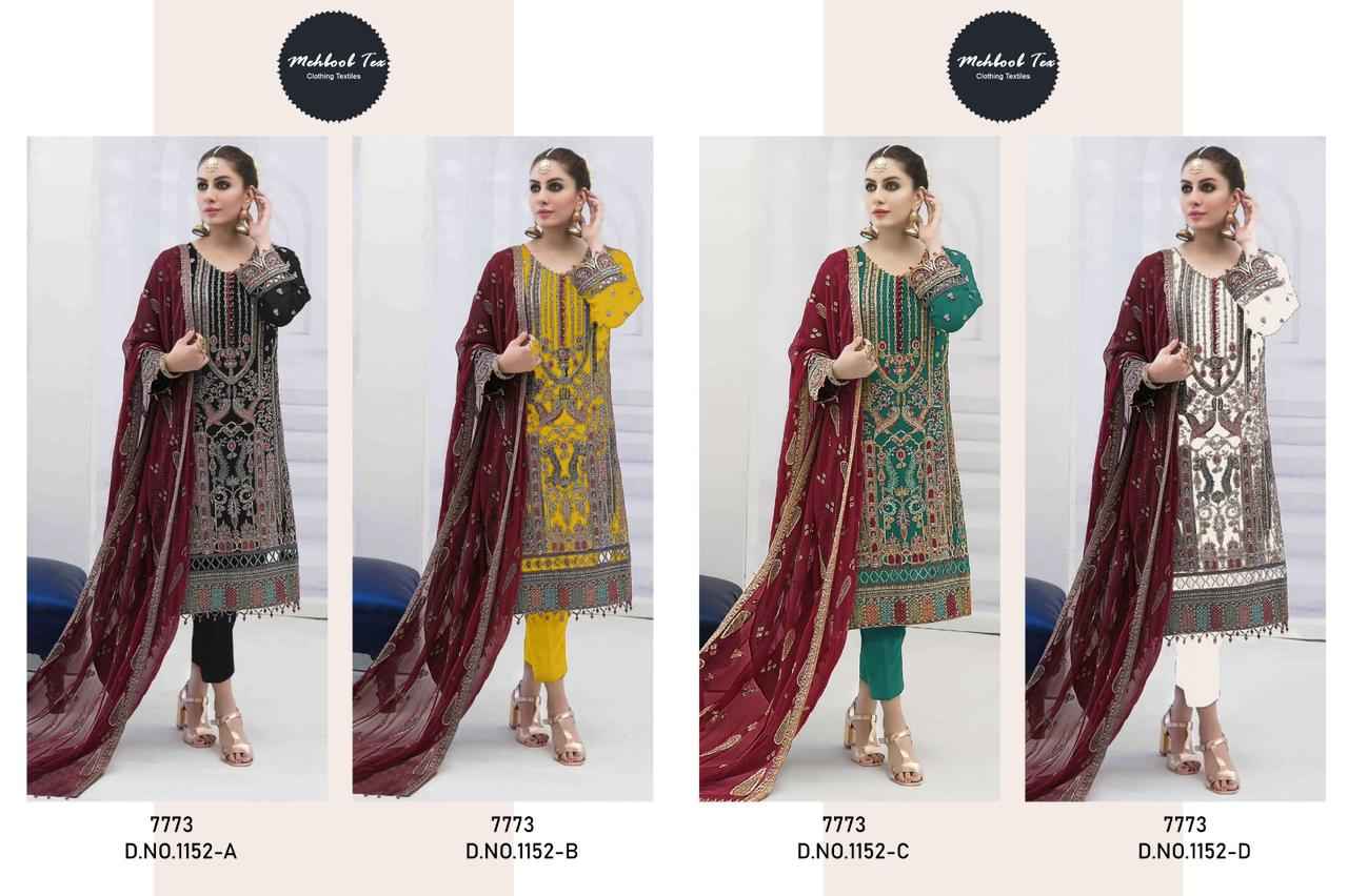 Mehboob Tex D NO 1152 Georgette Dress Material 4 pcs Catalogue