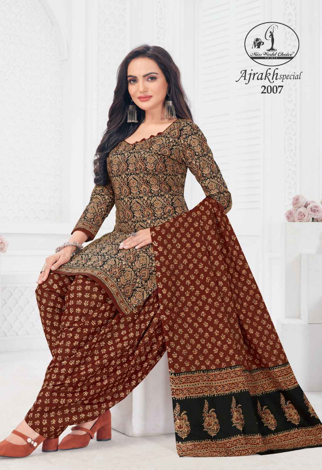 Ajrakh Cotton Dress Material with Applique work Dupatta – RKG SHOPPING