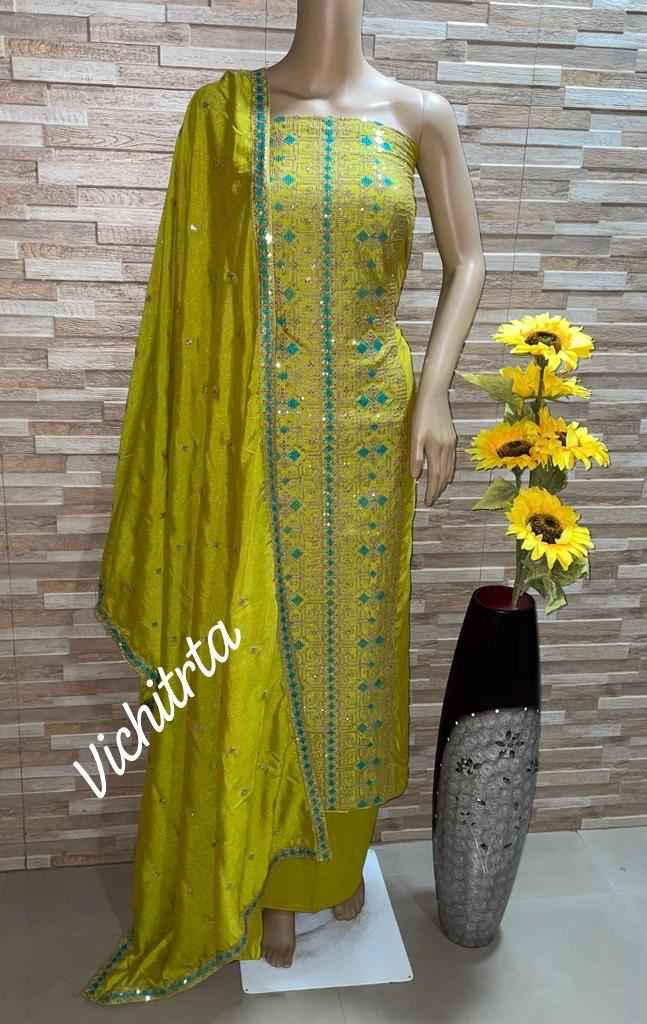 NKT 107 Vichitra Dress Material 4 pcs Catalogue