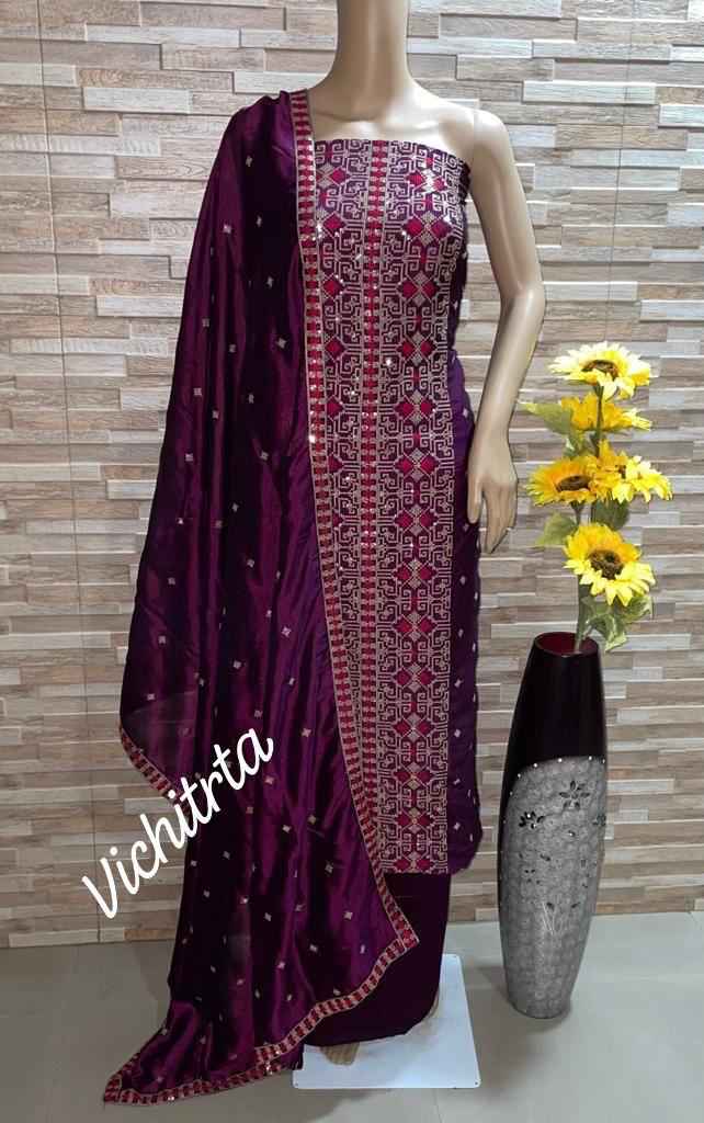 NKT 107 Vichitra Dress Material 4 pcs Catalogue