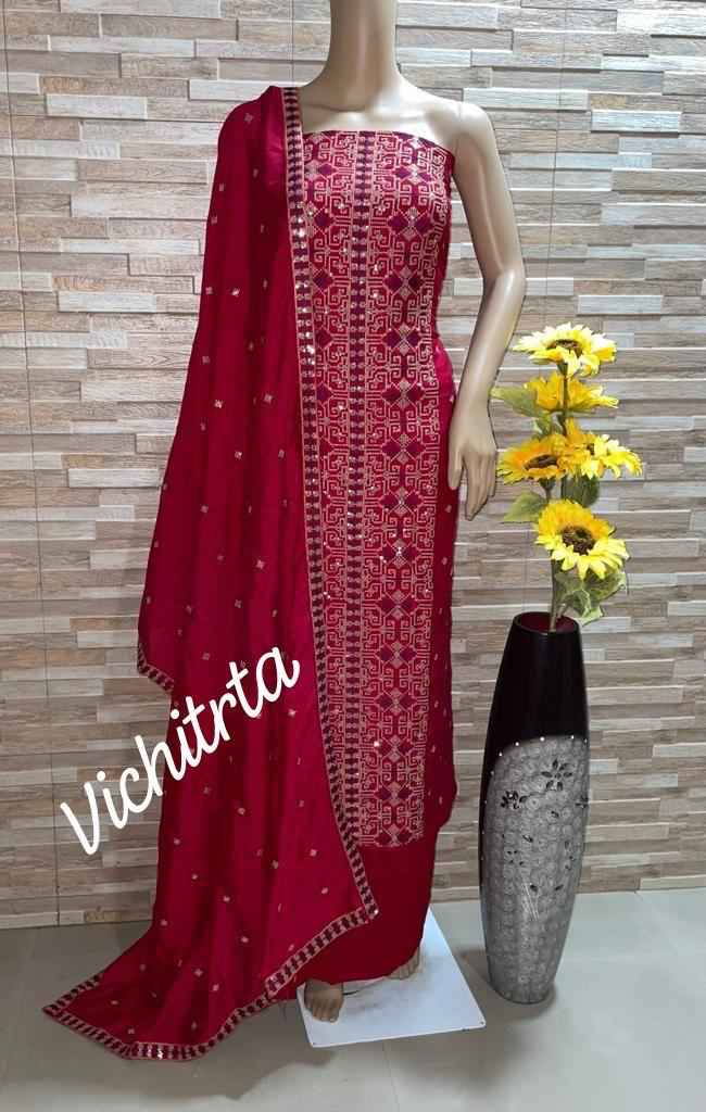 NKT 107 Vichitra Dress Material 4 pcs Catalogue