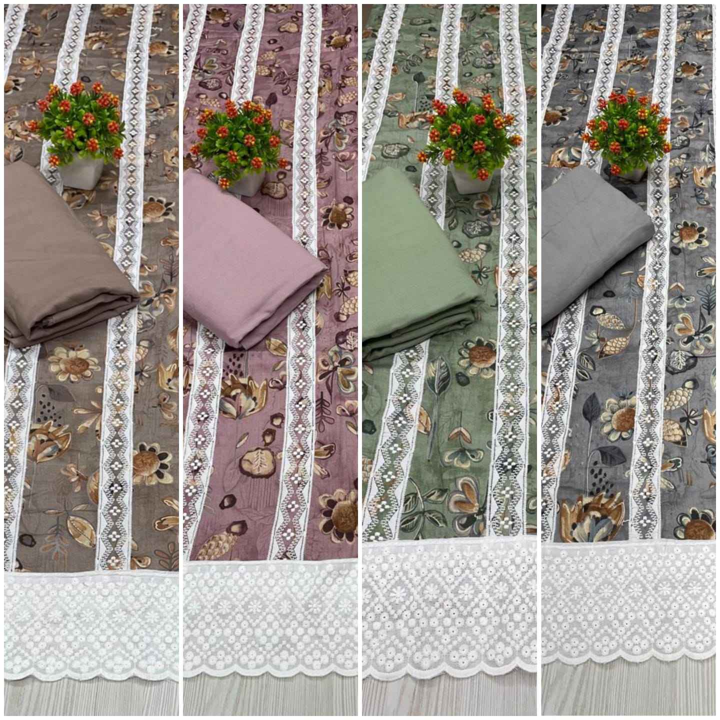 NKT 109 Satin Cotton Non Catalogue Dress Material 4 pcs Catalogue