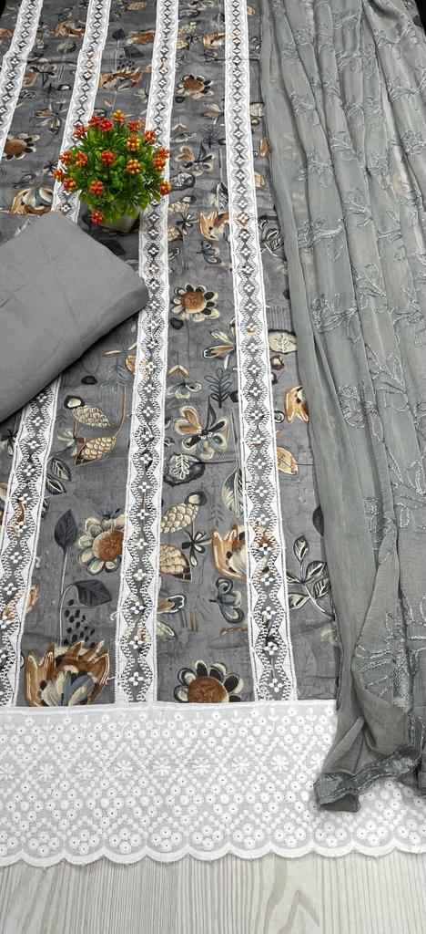 NKT 109 Satin Cotton Non Catalogue Dress Material 4 pcs Catalogue
