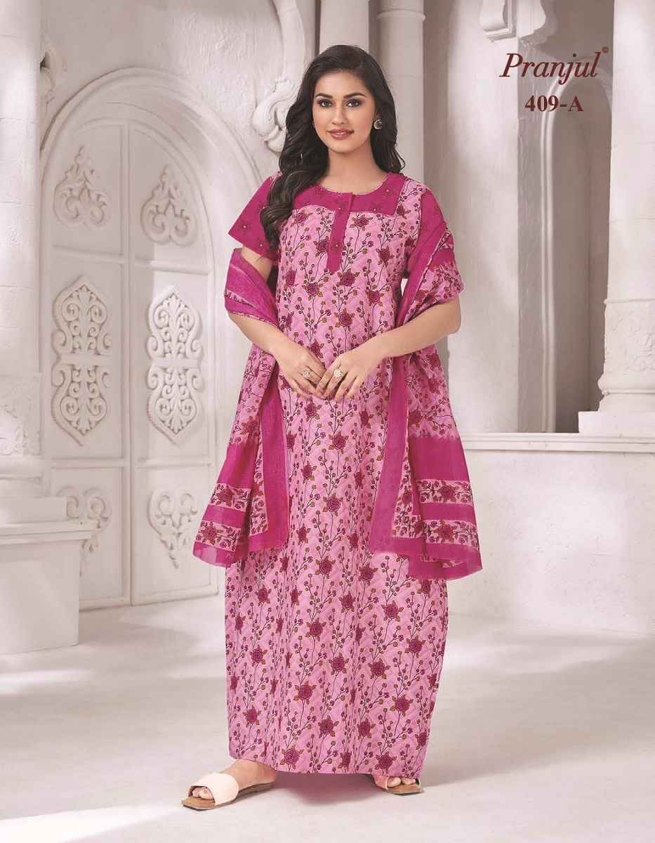 Pranjul Pratishtha Cotton Nighties With Dupatta 24 pcs Catalogue