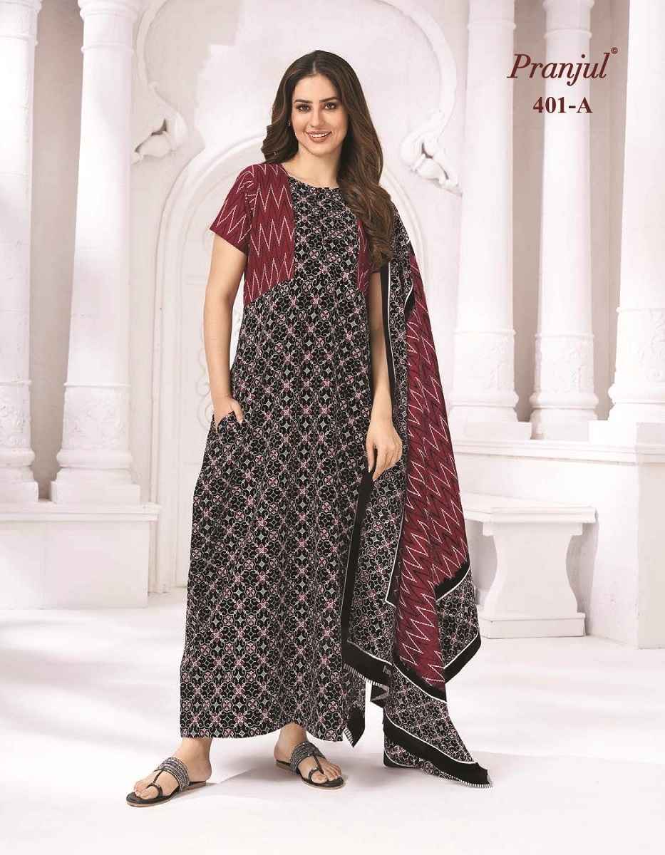 Pranjul Pratishtha Cotton Nighties With Dupatta 24 pcs Catalogue