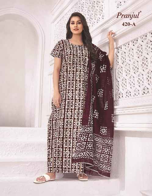Pranjul Pratishtha Cotton Nighties With Dupatta 24 pcs Catalogue