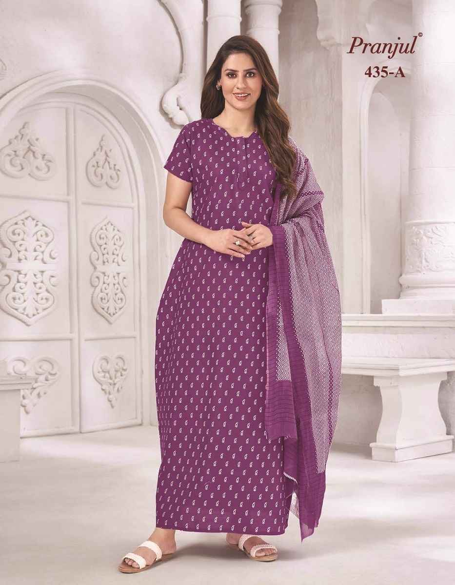 Pranjul Pratishtha Cotton Nighties With Dupatta 24 pcs Catalogue