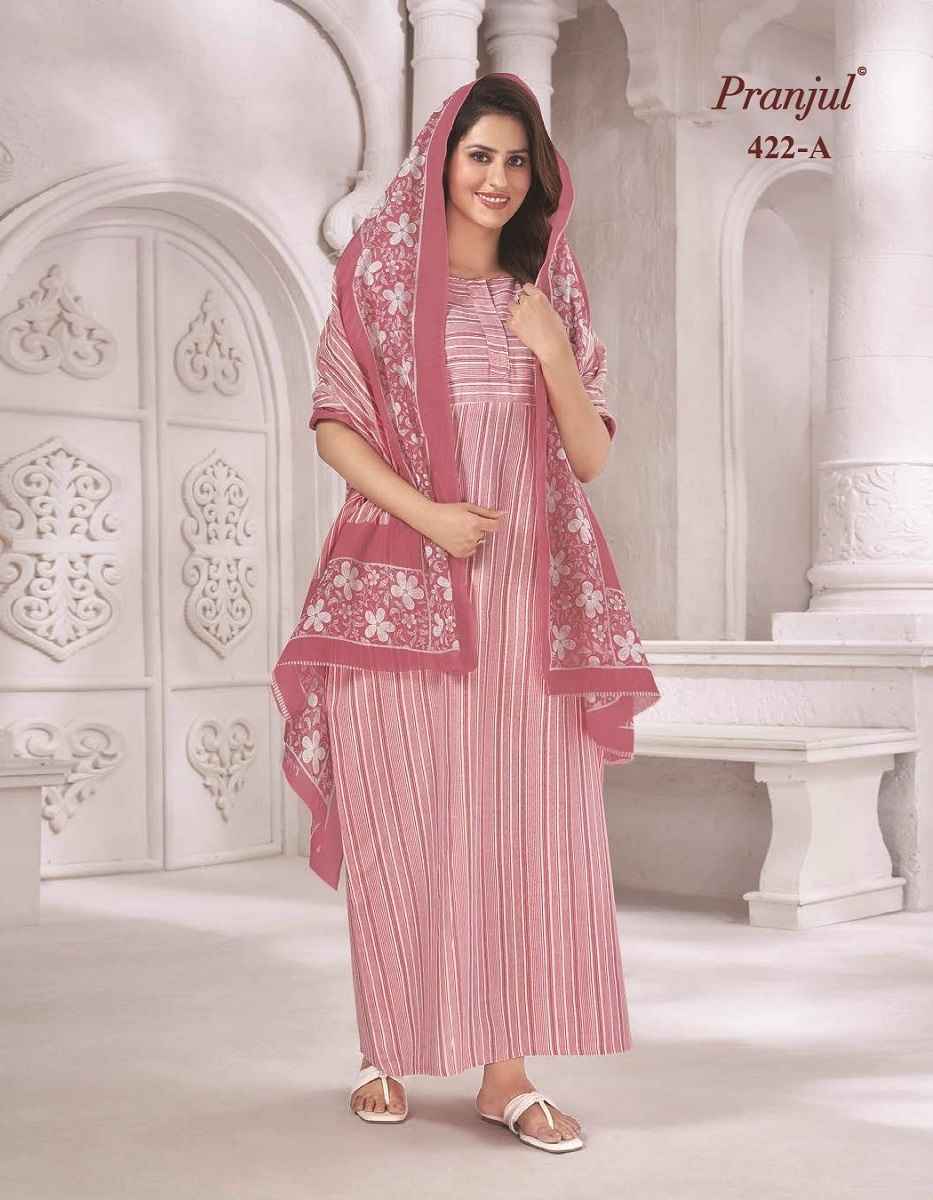 Pranjul Pratishtha Cotton Nighties With Dupatta 24 pcs Catalogue