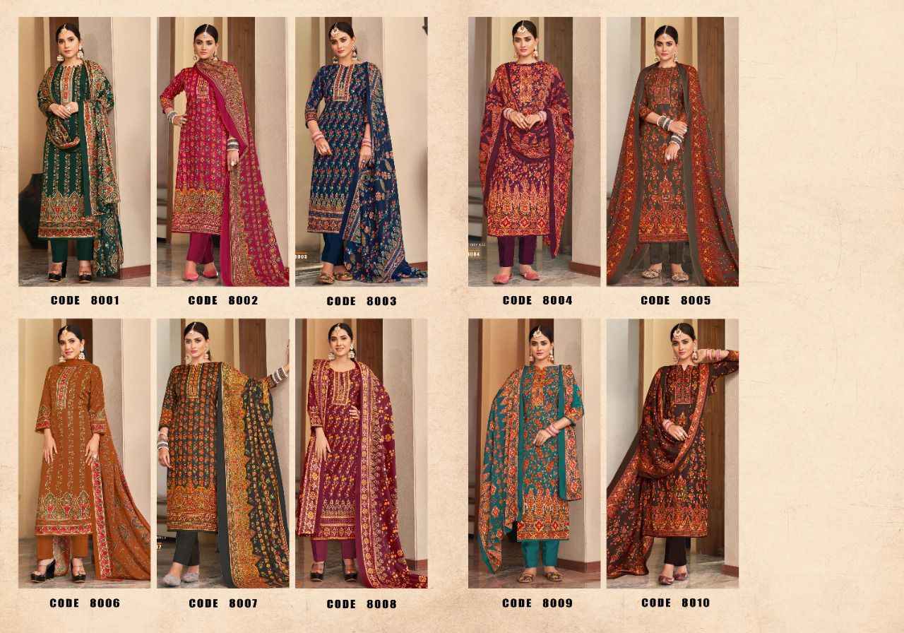 Radha Fab Kashmir Ki Kali Vol 8 Pashmina Dress Material Wholesale Winter Suits Supplier