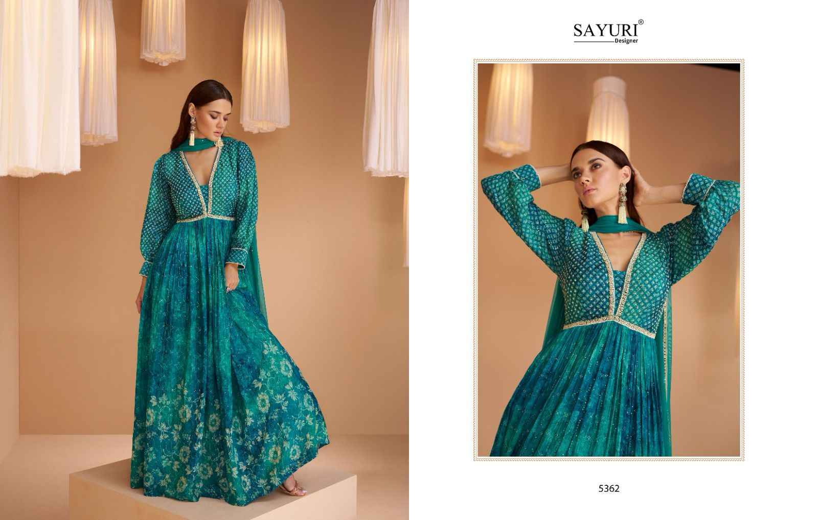Sayuri Designer Mashooqa Georgette Gown With Dupatta 4 pcs Catalogue