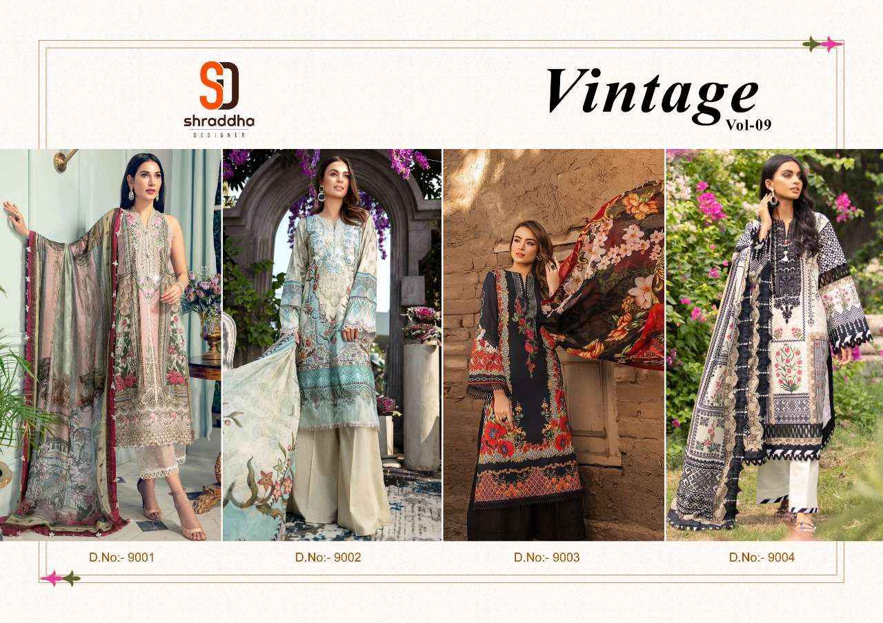 Shraddha Designer Vintage Vol 9 Lawn Cotton Dress Material 4 pcs Catalogue