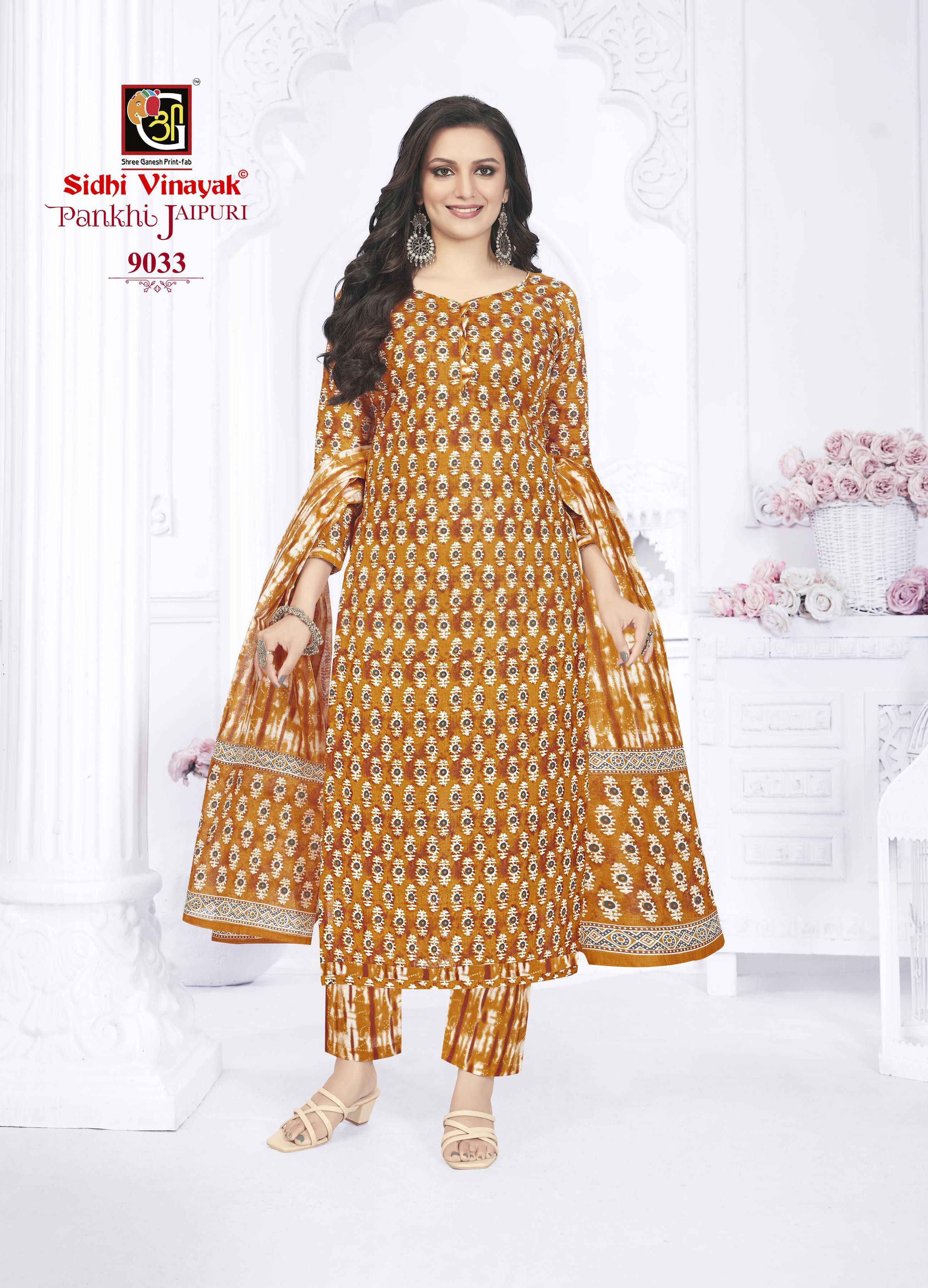 Sidhi Vinayak Pankhi Jaipuri Cotton Dress Material 12 pcs Catalogue