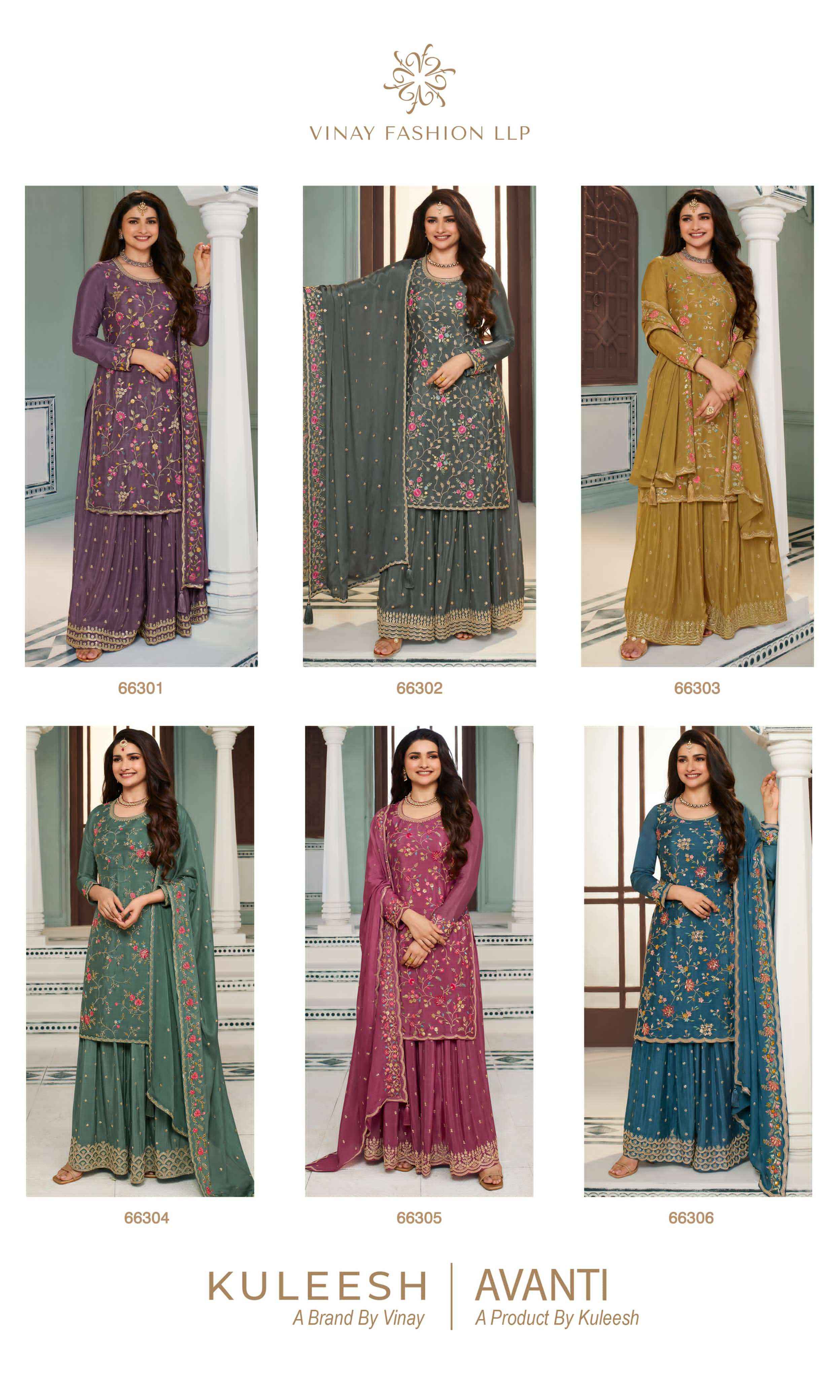 Vinay Fashion Kuleesh Avanti Chinon Dress Material 6 pcs Catalogue