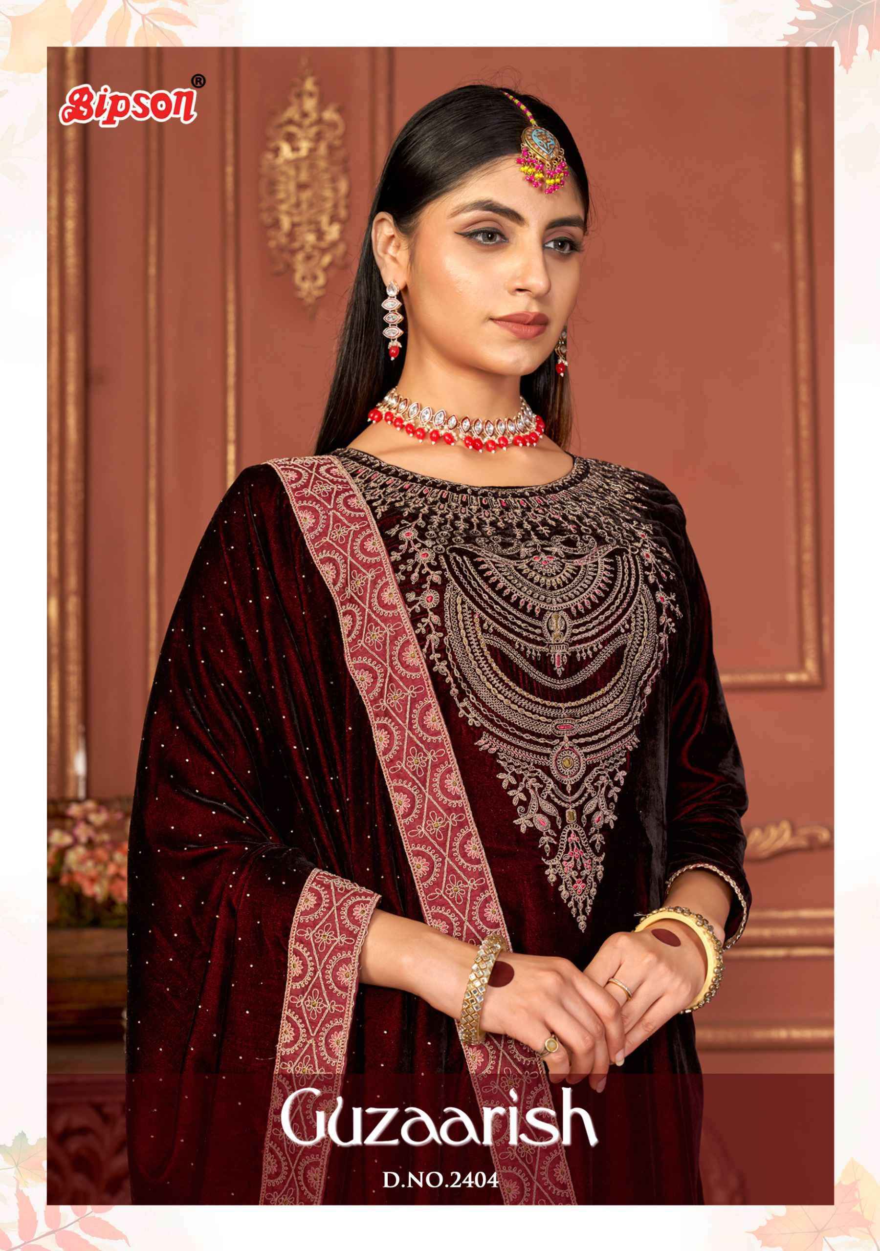 Bipson Guzaarish 2404 Velvet Dress Material 3 pcs Catalogue