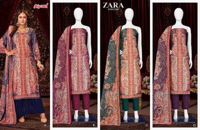 Bipson Zara 2289 Velvet Dress Material 4 pcs Catalogue