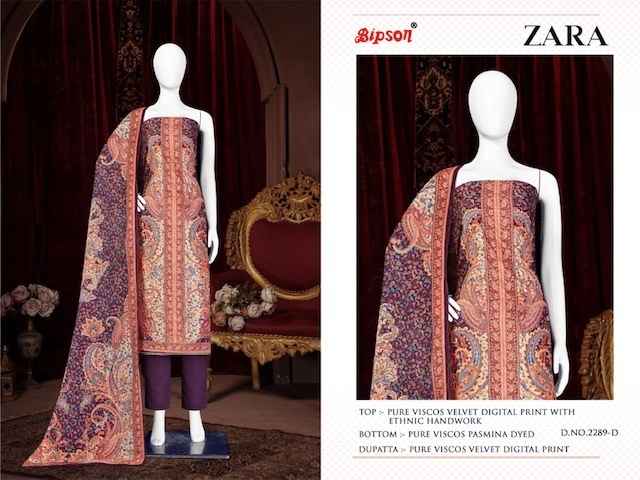 Bipson Zara 2289 Velvet Dress Material 4 pcs Catalogue