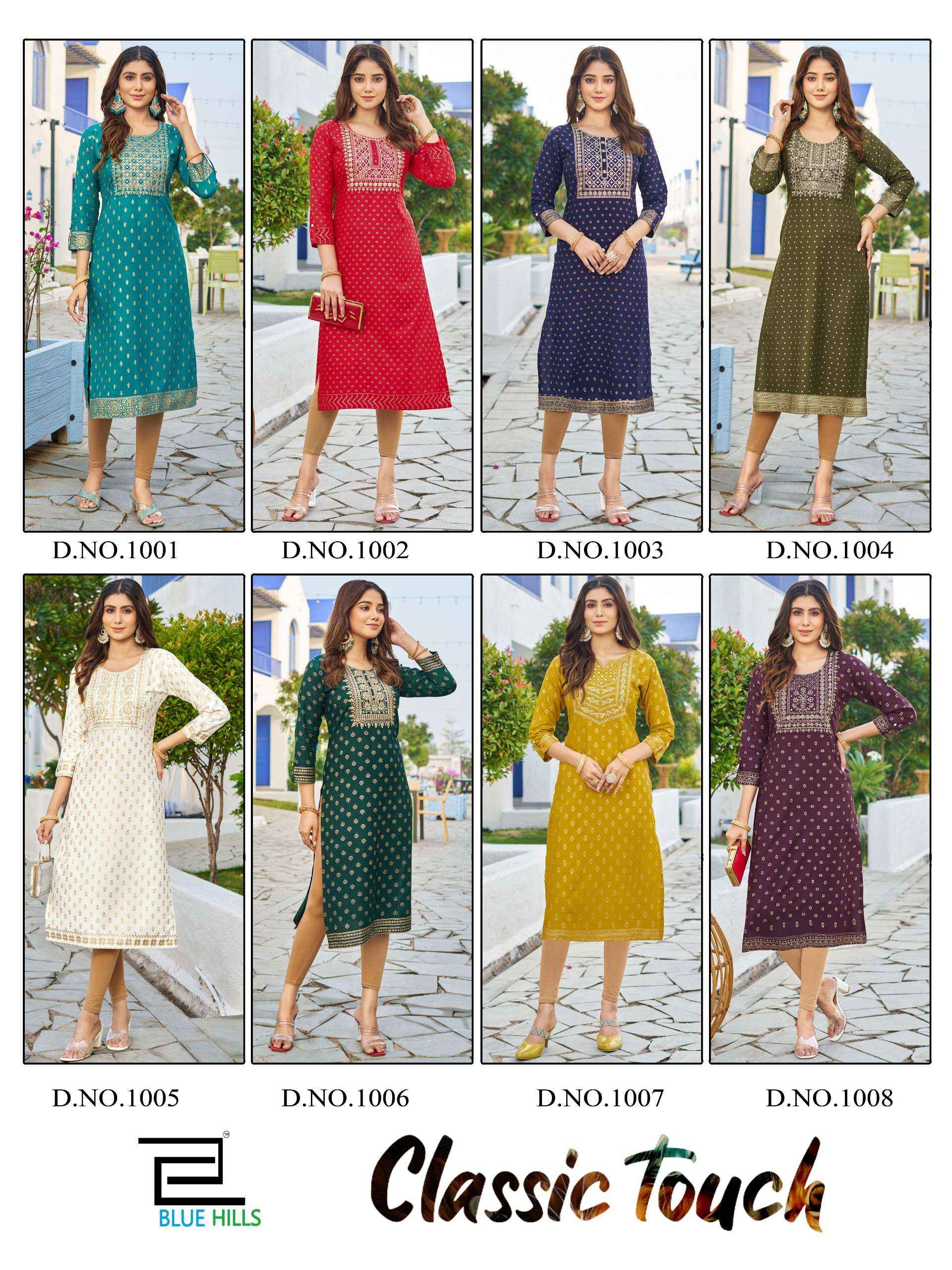 Blue Hills Classic Touch Rayon Kurti 8 pcs Catalogue