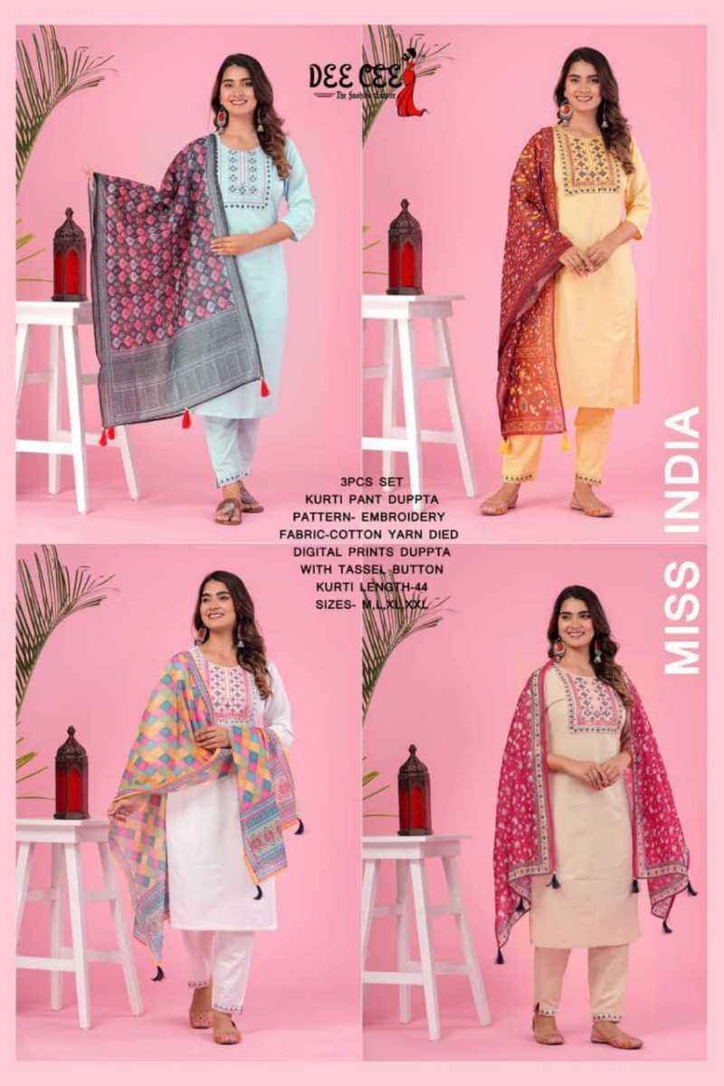 Dee Cee Miss India Readymade Cotton Dress 4 pcs Catalogue
