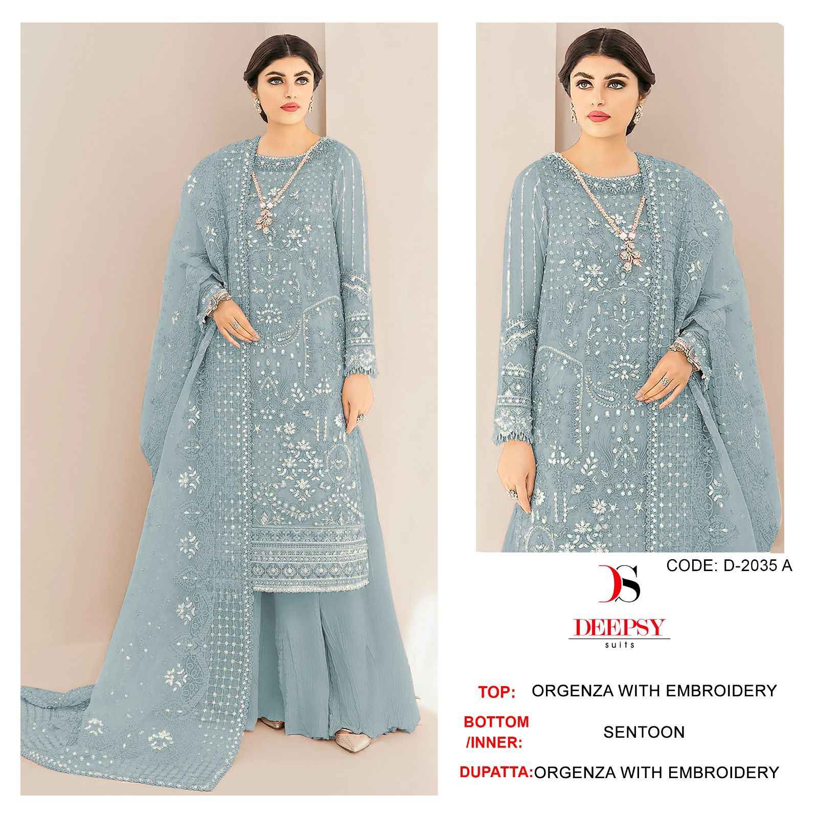 Deepsy D-No 2035 Organza Dress Material 4 pcs Catalogue