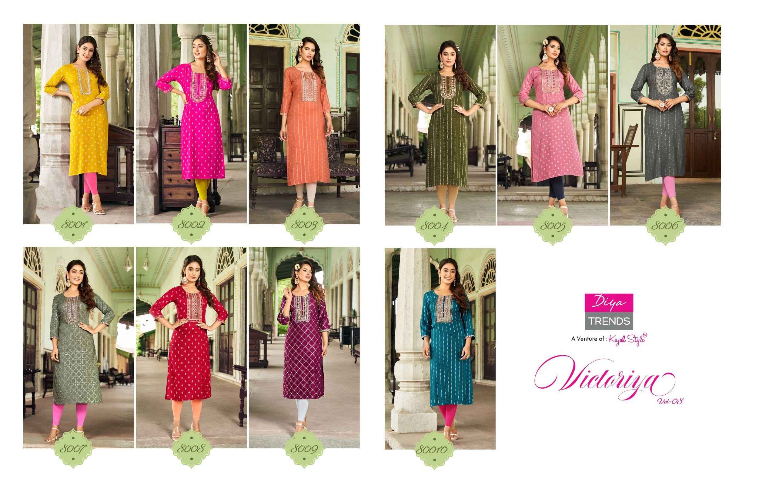 Diya Trends Victoria Vol 8 Rayon Kurti 10 pcs Catalogue