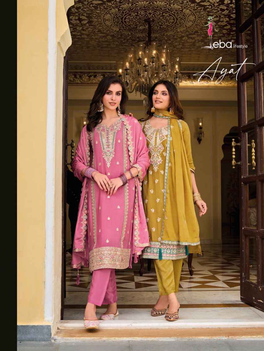 Eba Lifestyle Ayat Chinon Dress Material 3 pcs Catalogue