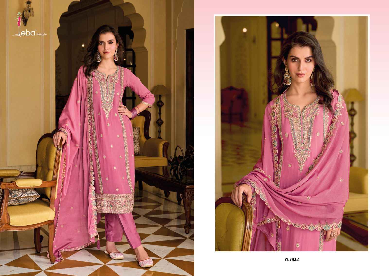 Eba Lifestyle Ayat Chinon Dress Material 3 pcs Catalogue