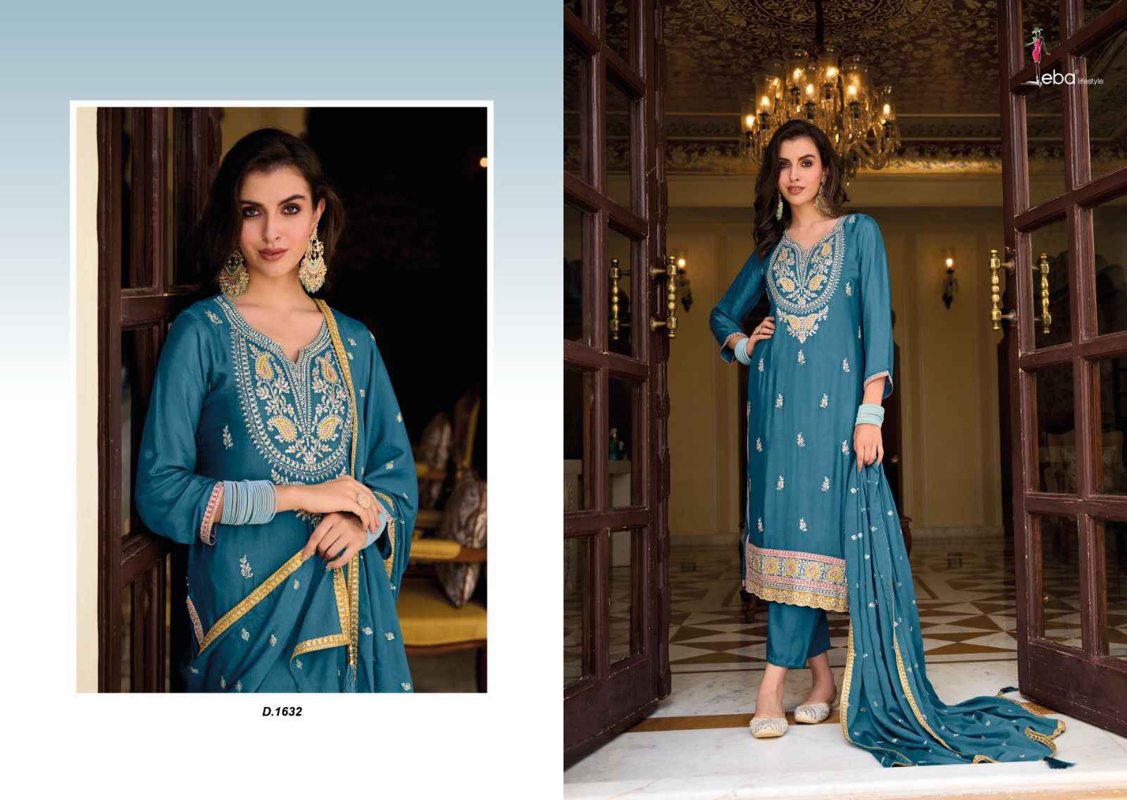 Eba Lifestyle Ayat Chinon Dress Material 3 pcs Catalogue