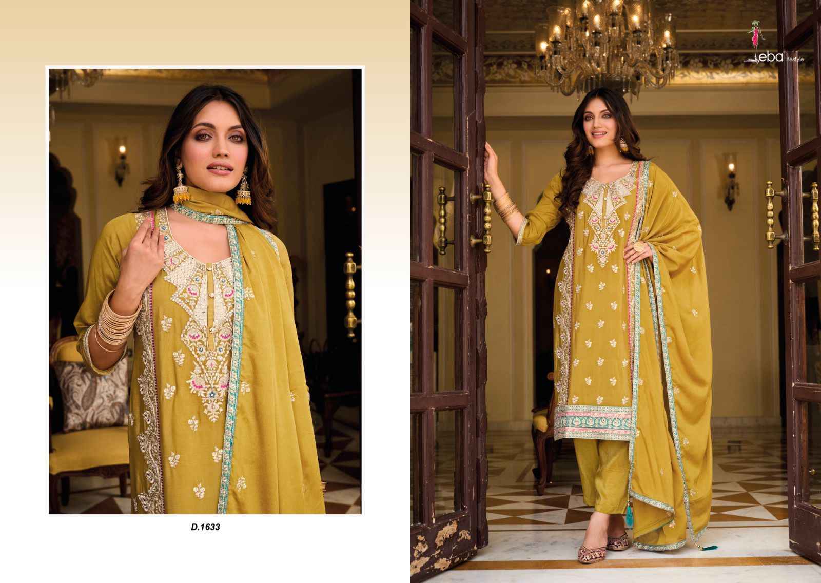 Eba Lifestyle Ayat Chinon Dress Material 3 pcs Catalogue