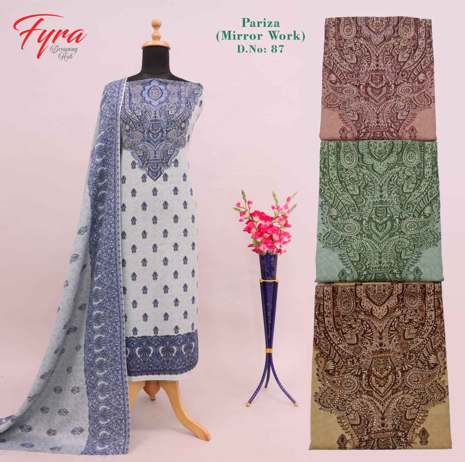 Fyra Designing Hub Pariza Pashmina Dress Material 4 pcs Catalogue