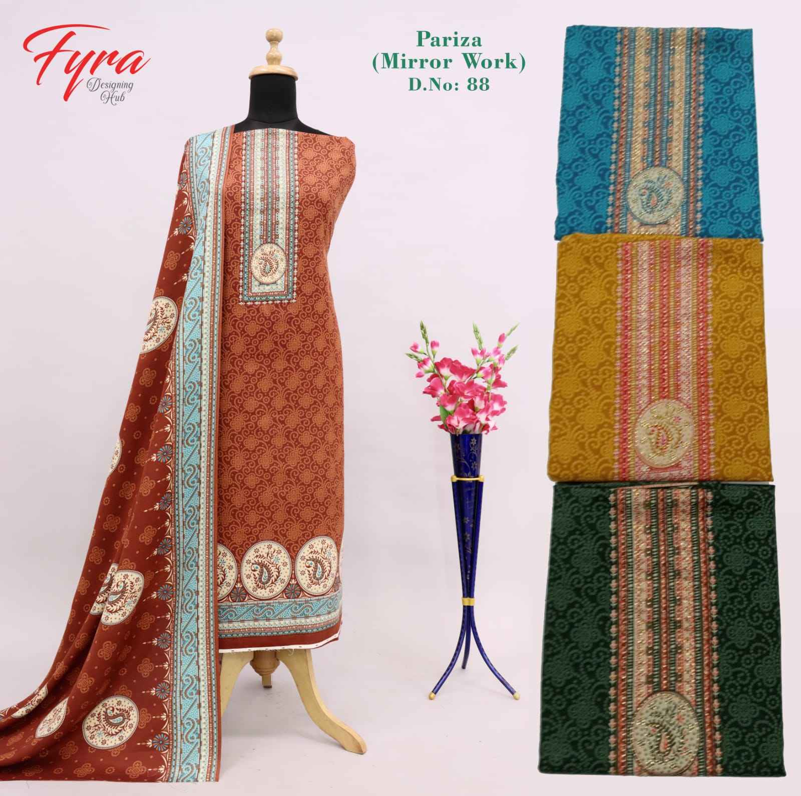 Fyra Designing Hub Pariza Pashmina Dress Material 4 pcs Catalogue