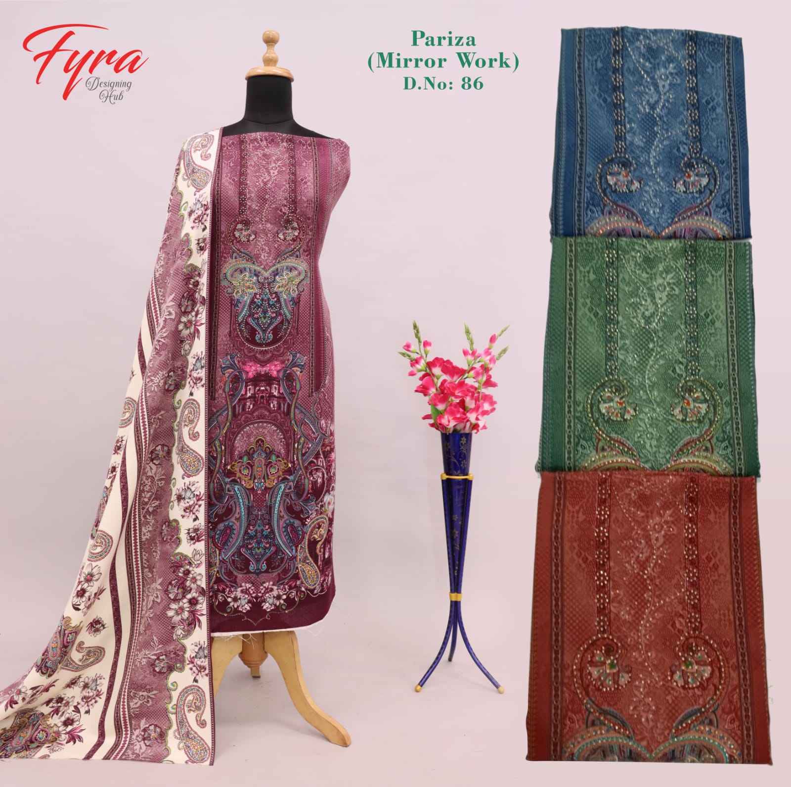 Fyra Designing Hub Pariza Pashmina Dress Material 4 pcs Catalogue