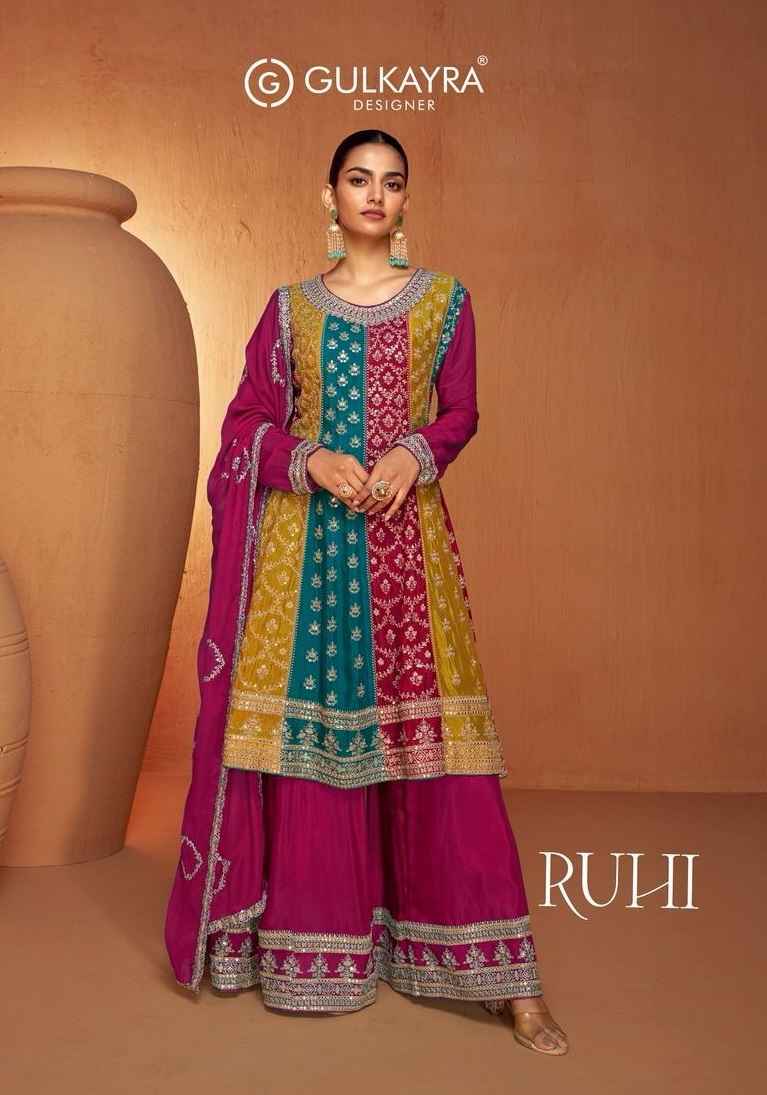 Gulkayra Designer Ruhi Readymade Chinon Dress 3 pcs Catalogue