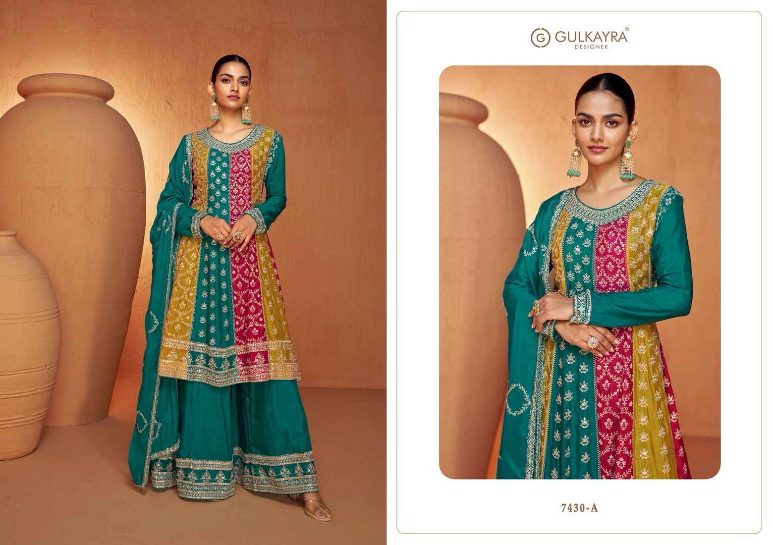 Gulkayra Designer Ruhi Readymade Chinon Dress 3 pcs Catalogue