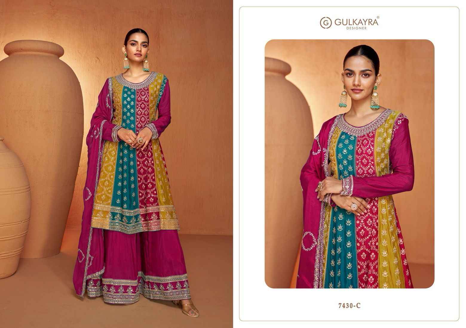 Gulkayra Designer Ruhi Readymade Chinon Dress 3 pcs Catalogue