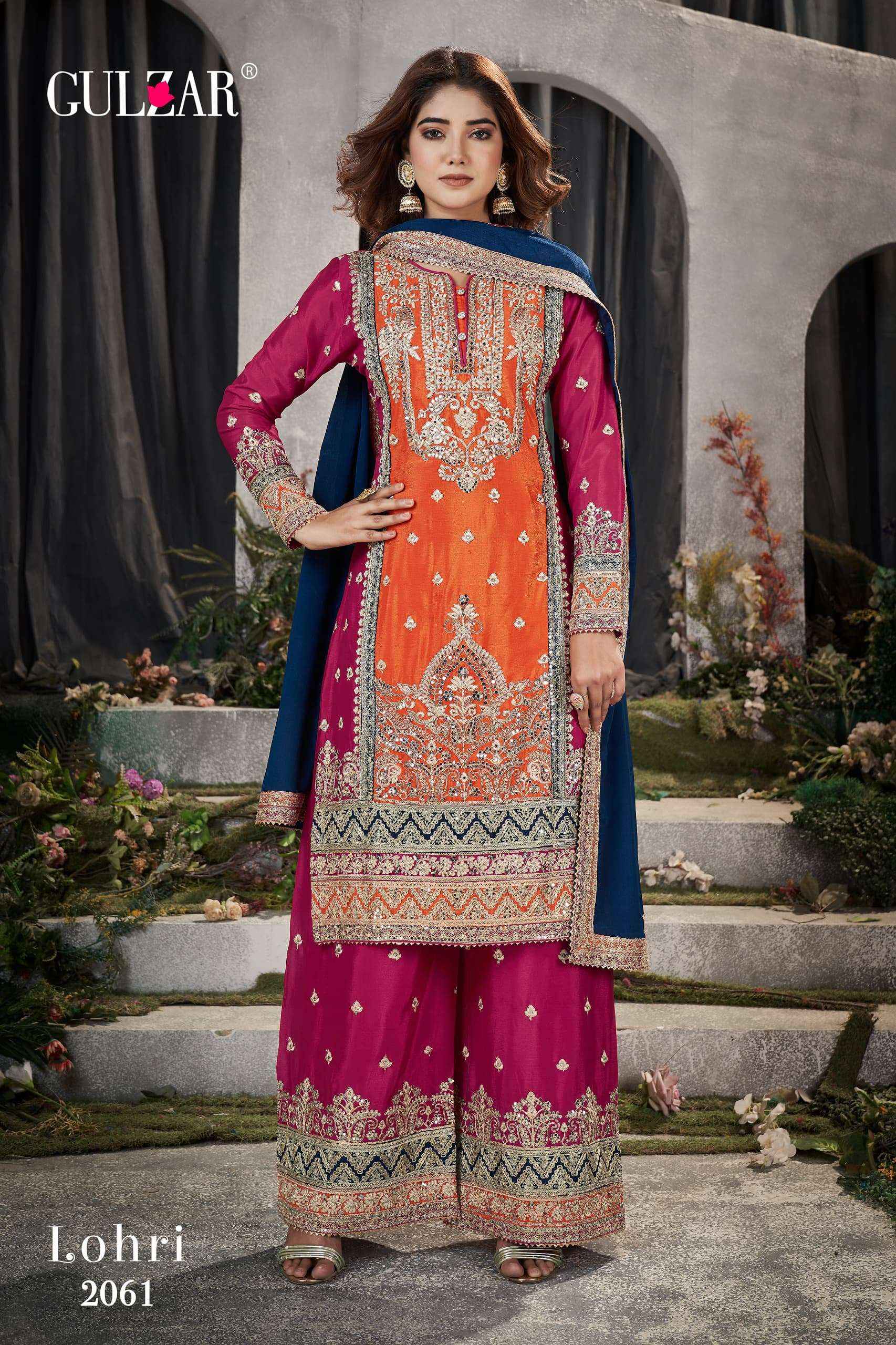 Gulzar Lohri Readymade Chinon Dress 3 pcs Catalogue