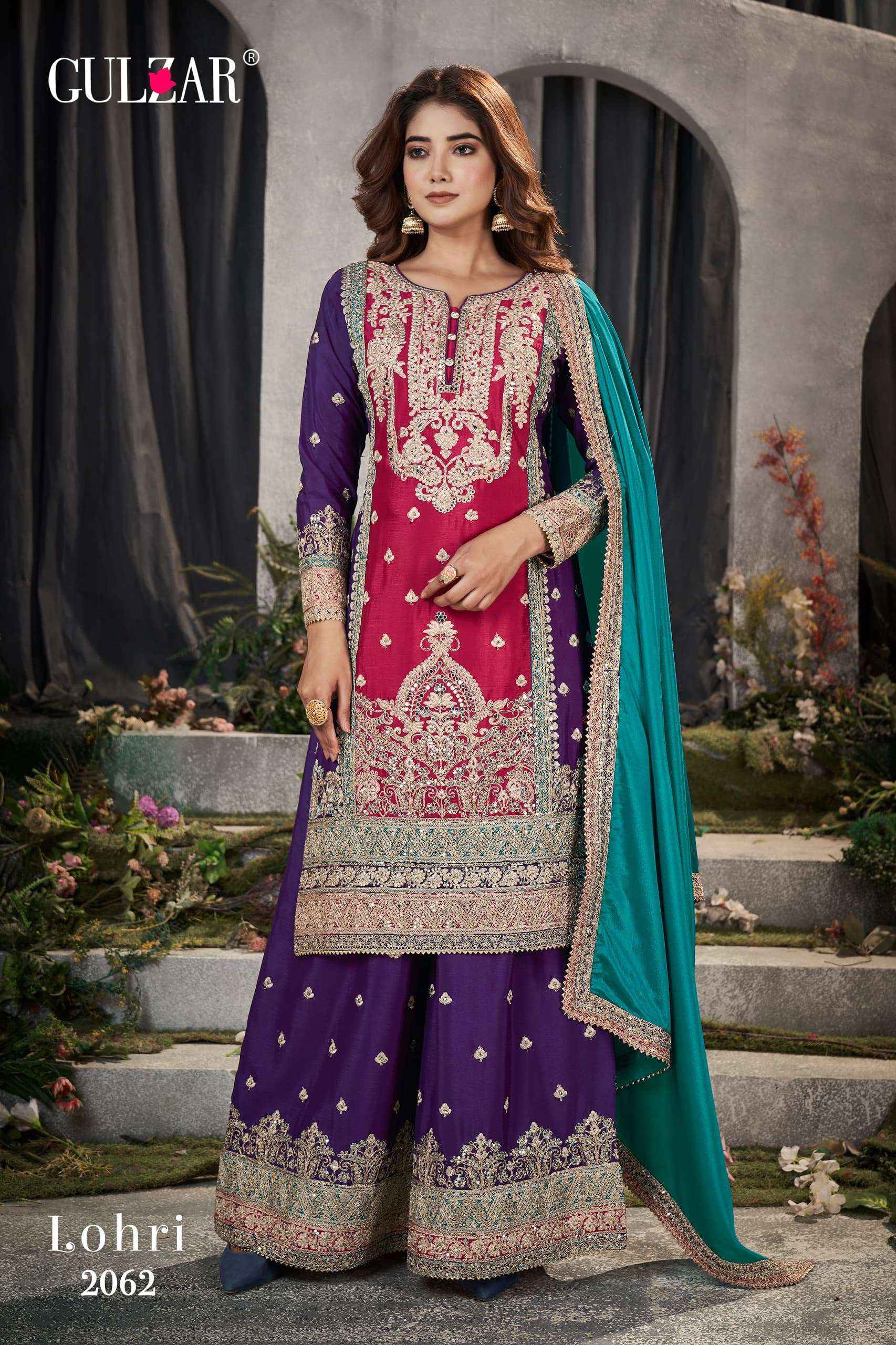 Gulzar Lohri Readymade Chinon Dress 3 pcs Catalogue