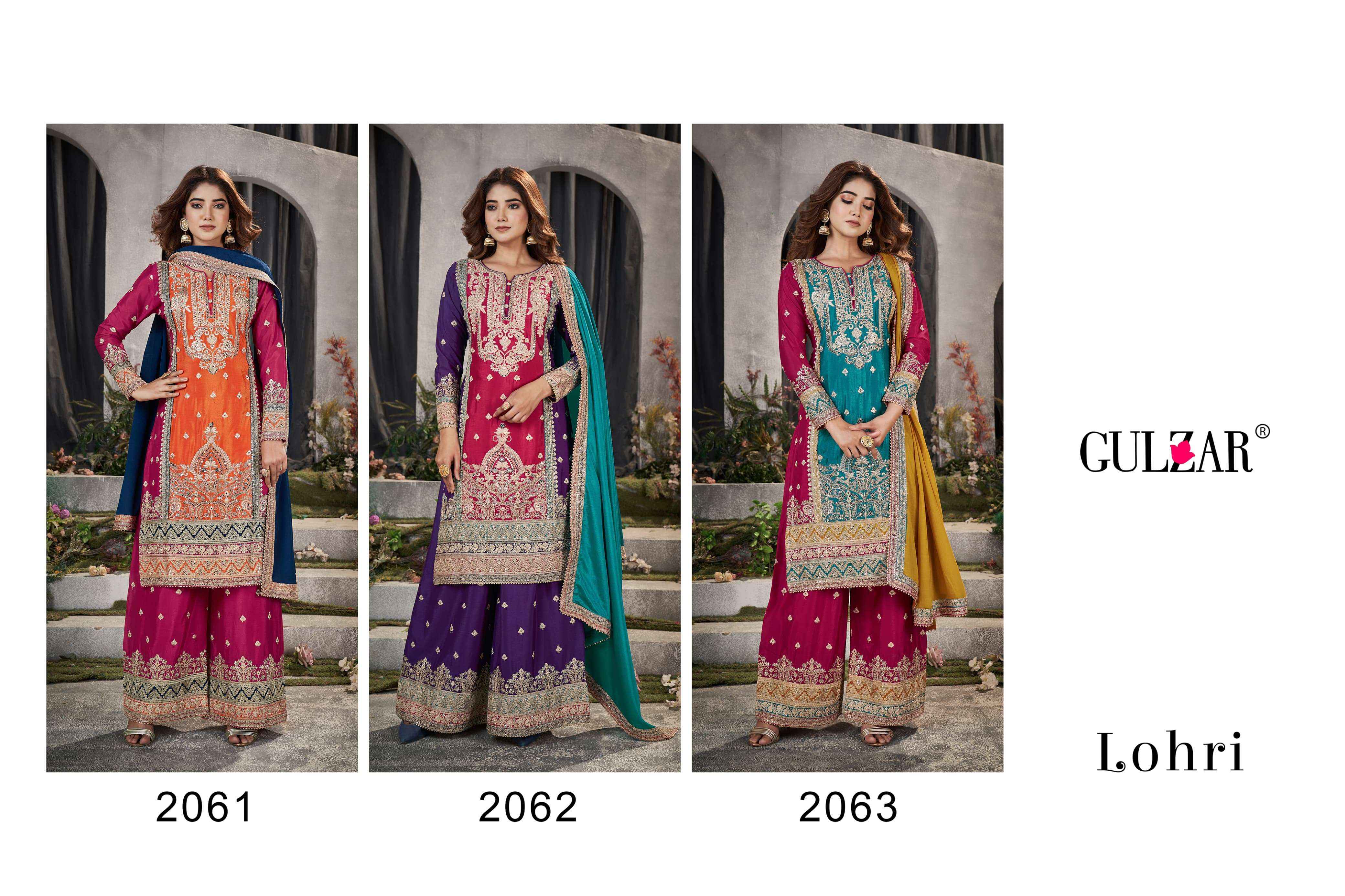 Gulzar Lohri Readymade Chinon Dress 3 pcs Catalogue